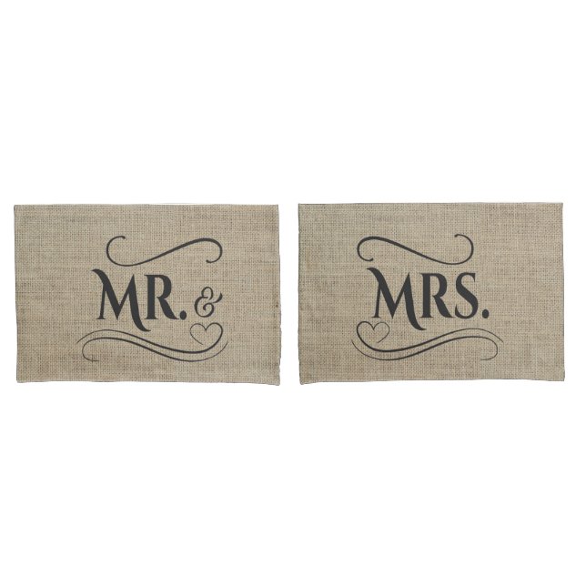 Sr. & Sra. Rustic Burlap Country Wedding Casais (Frente - conjunto)