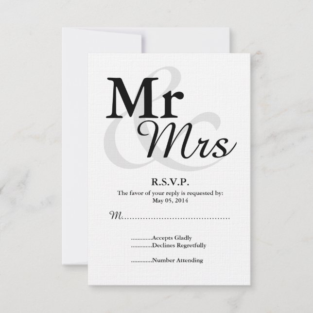 Sr.&Sra. Simple Elegante Typografia, RSVP (Frente)