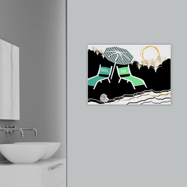 Sr. & Sra. Turquoise Beach Chairs Na Sunset Poster (Mr & Mrs Turquoise Beach Chairs At Sunset Poster,, Bathroom)