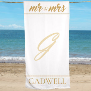 Sr. & Sra. White Polyester e Terry Beach Towel