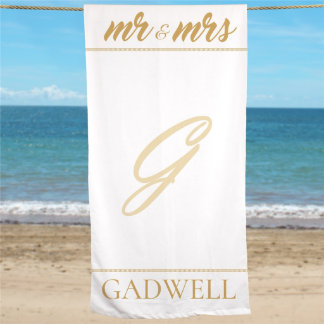 Sr. & Sra. White Polyester e Terry Beach Towel