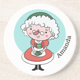 Sra. Claus nome personalizado porta copos de areni