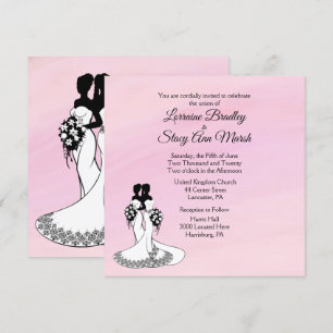 Sra. elegante e Sra. Casamento Convite Cor-de-rosa