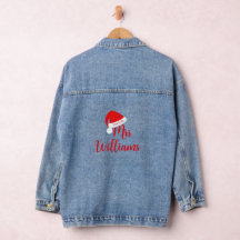 Sra. em Red Santa Hat Denim Jaqueta