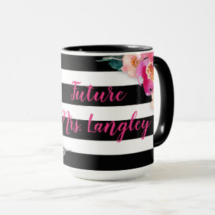 Sra. futura Floral Listrado Caneca