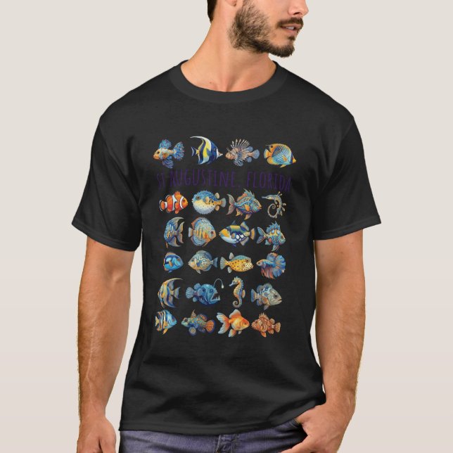 St Augustine Flórida Colorido Design Peixe Camisa  (Frente)