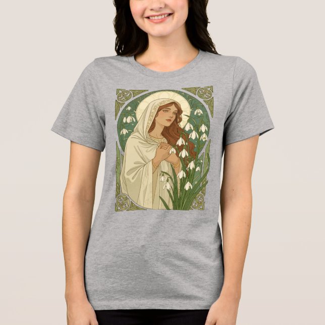 St Brigid Art Nouveau Halo and Snowdrops (Frente)