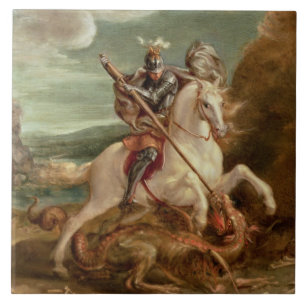 St George que massacra o dragão, (óleo no painel