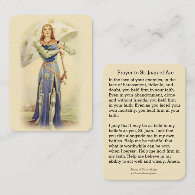 St. Joana do cartão santamente católico do soldado (Frente/Verso)