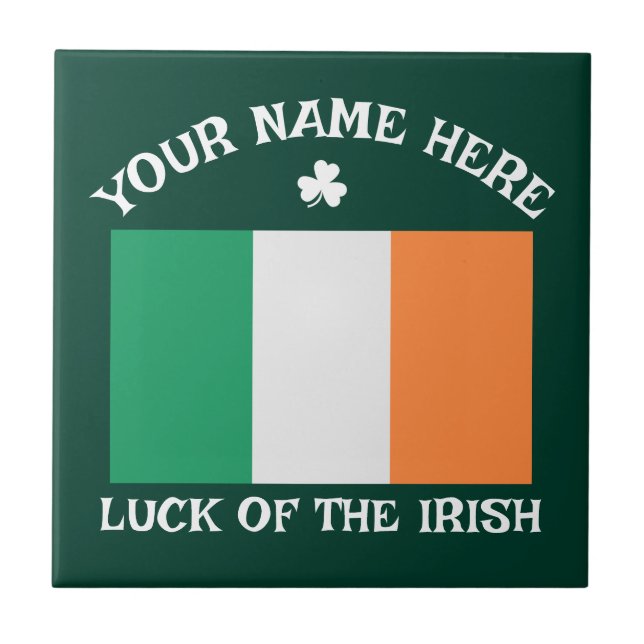 St Patrick's Day Ireland Flag Custom Name Shamrock (Frente)
