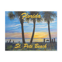 "ST. PETE BEACH FLORIDA PALMS POSTCARD" CARTÃO POS