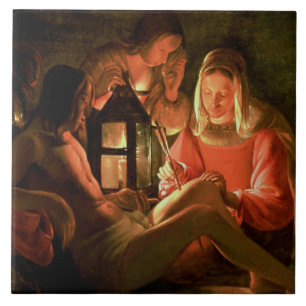 St. Sebastian tendido pela mulher santamente (o