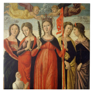 St Ursula e quatro santos (tempera no painel)