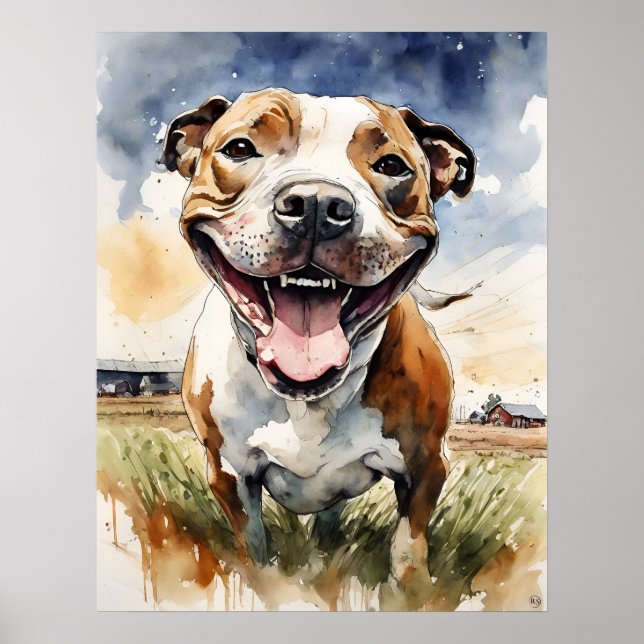 Staffordshire Bull Terrier - Dog Art Impressão (Frente)