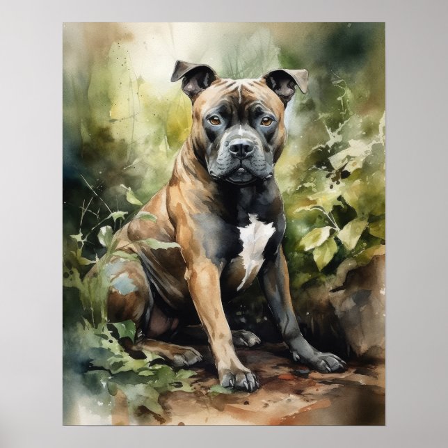 Staffordshire Bull Terrier Dog Art Impressão (Frente)