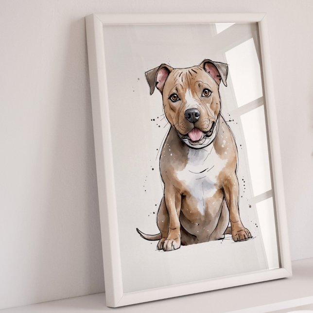 Staffordshire Bull Terrier | Impressão de Arte Can (Staffordshire Bull, Staffordshire Dog, Bull Terrier Print, Staffy Dog Art Print)