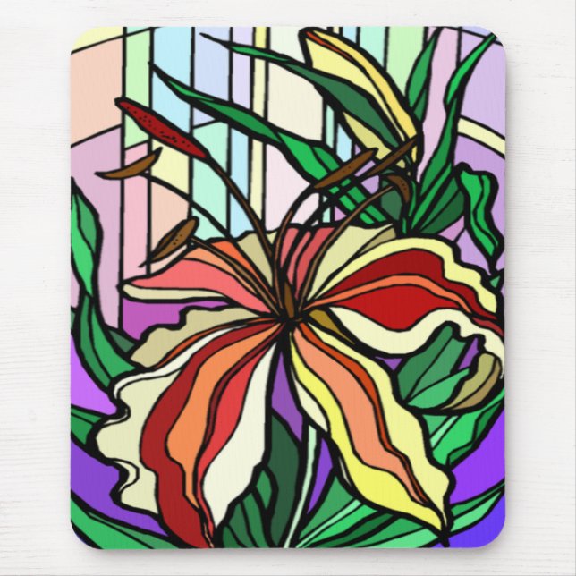 Stain Glass Lily Mousepad (Frente)