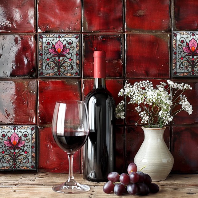 Stained Glass Red Pink Flower (Criador carregado)