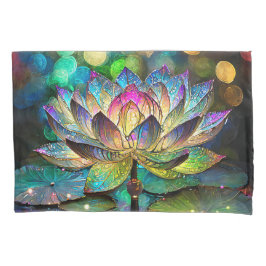Stained Glass Vibrant Lotus Flower