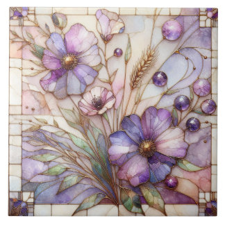 Stained glass violet flower