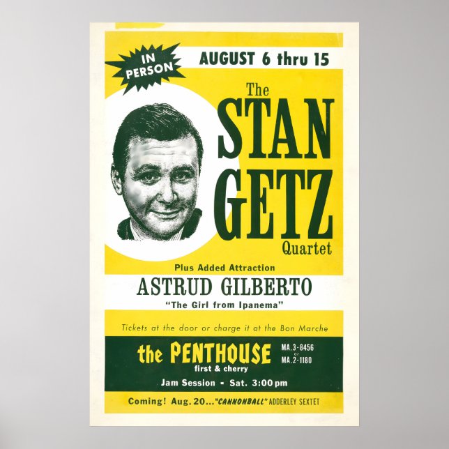 Stan Getz - Astrud Gilberto pôster de jazz - Garot (Frente)