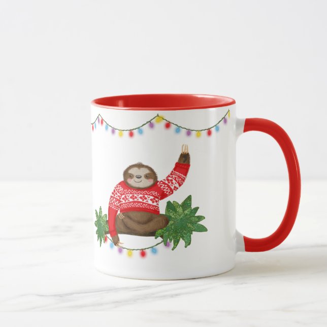 Stanley Sloth personalizou a caneca de Natal (Direita)