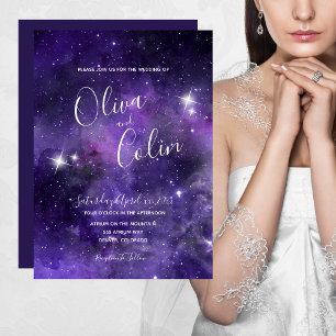 Star Light - Convite de Casamento - Branco Roxo