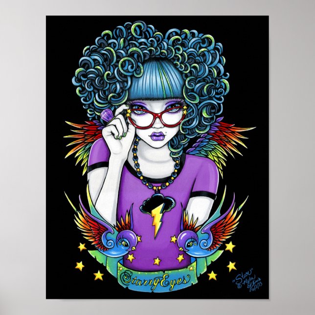 Star Rainbow Swallow Tattoo Angel Poster (Frente)