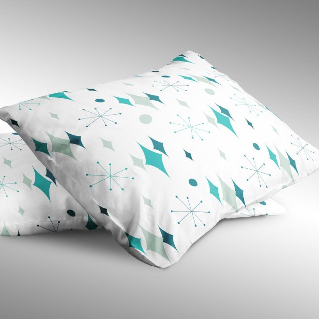 Starburst Meio século moderno padrão Teal Aqua (Starburst Mid Century Modern Pattern Teal Aqua Pillow Case)