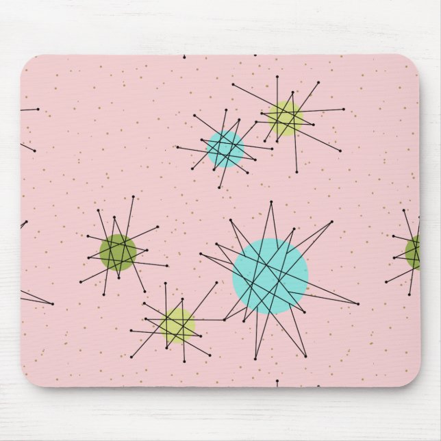 Starbursts atômico icónico cor-de-rosa Mousepad (Frente)