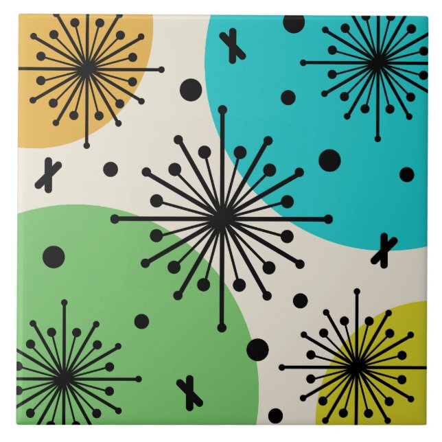 Starbursts Sputnik do século Médio Multicoloridos (Frente)