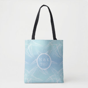 Starfish Aqua Blue Monograma Casamento Praia Tote 