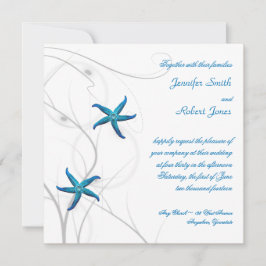 Starfish Azul com Convite para Casamento de Silver