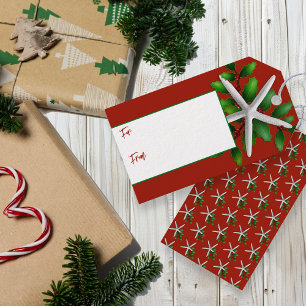 Starfish branco das etiquetas de presentes vermelh