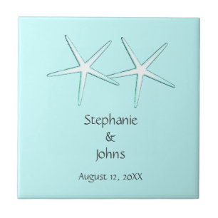 Starfish Casal Branco Teal White Presente Favorito