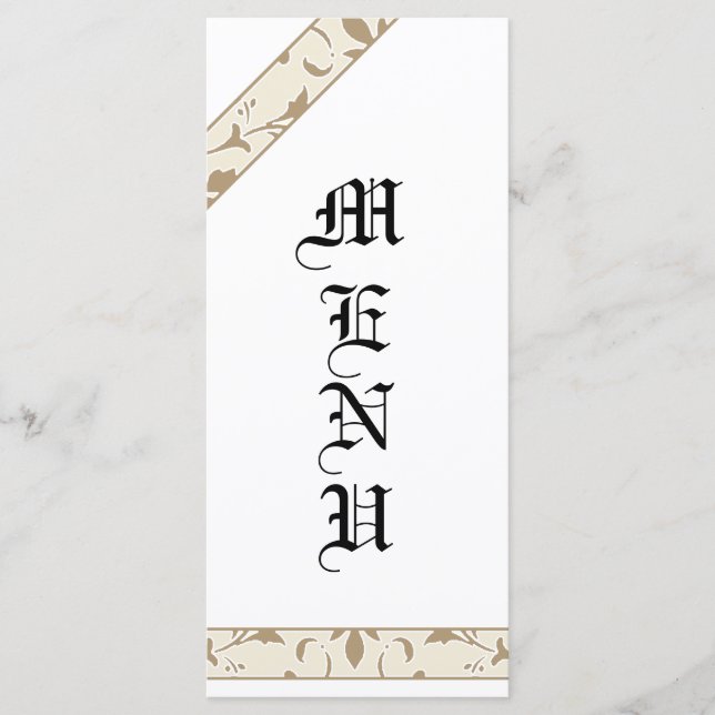 Starfish, Cinza branca, Menu Casamento tema damasc (Frente)