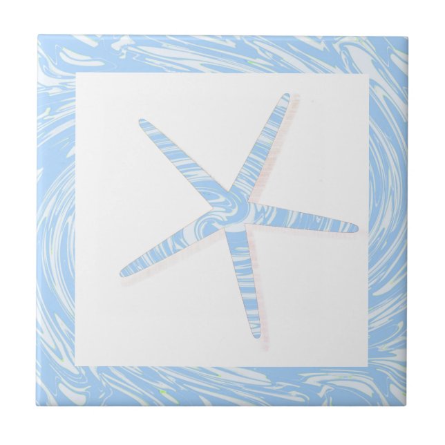 Starfish Coastal Beach Blue White Decor Náutico (Frente)