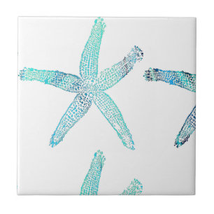 Starfish Coastal Beach Teal Blue White Náutico