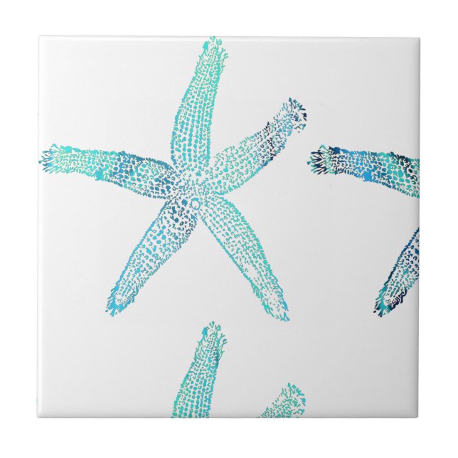 Starfish Coastal Beach Teal Blue White Náutico (Frente)