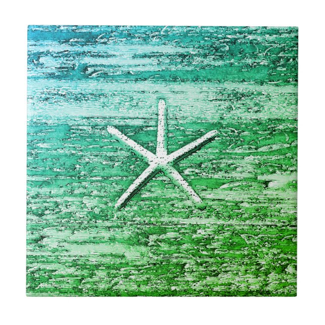 Starfish Driftwood Blue-Green Watercolor (Frente)