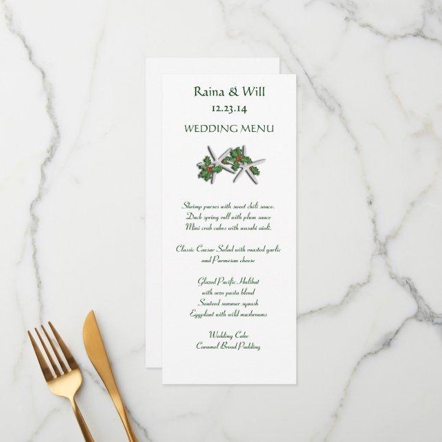 Starfish e Holly Alto, Menu Casamento de Natal (Frente/Verso In Situ)