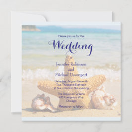 Starfish e Seashells no Convite para Casamento de