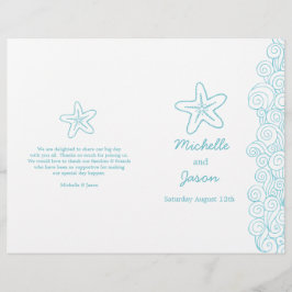 Starfish e swirls programas de casamento brancos a