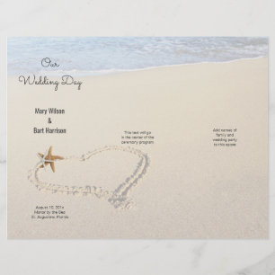 Starfish Heart em Sand Beach Wedding Program