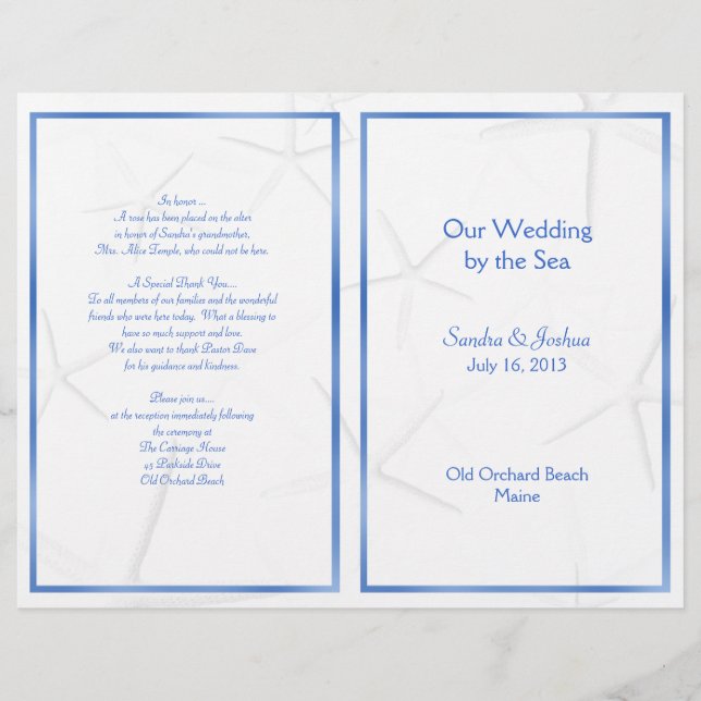 Starfish, Modelo do programa de casamento de verão (Frente)