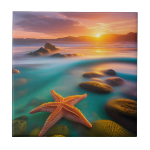 Starfish na praia no Dawn