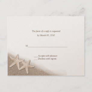 Starfish nas placas RSVP de Casamento de Praia