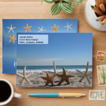 Starfish no envelope da praia