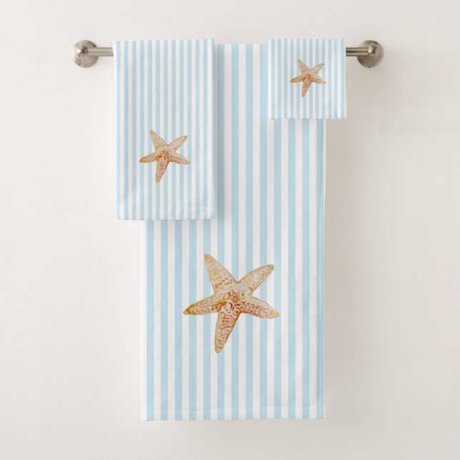Starfish Painting Blue Stripe Toalha (Insitu)