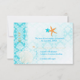 Starfish Pair Glam Beach Casamento RSVP Card